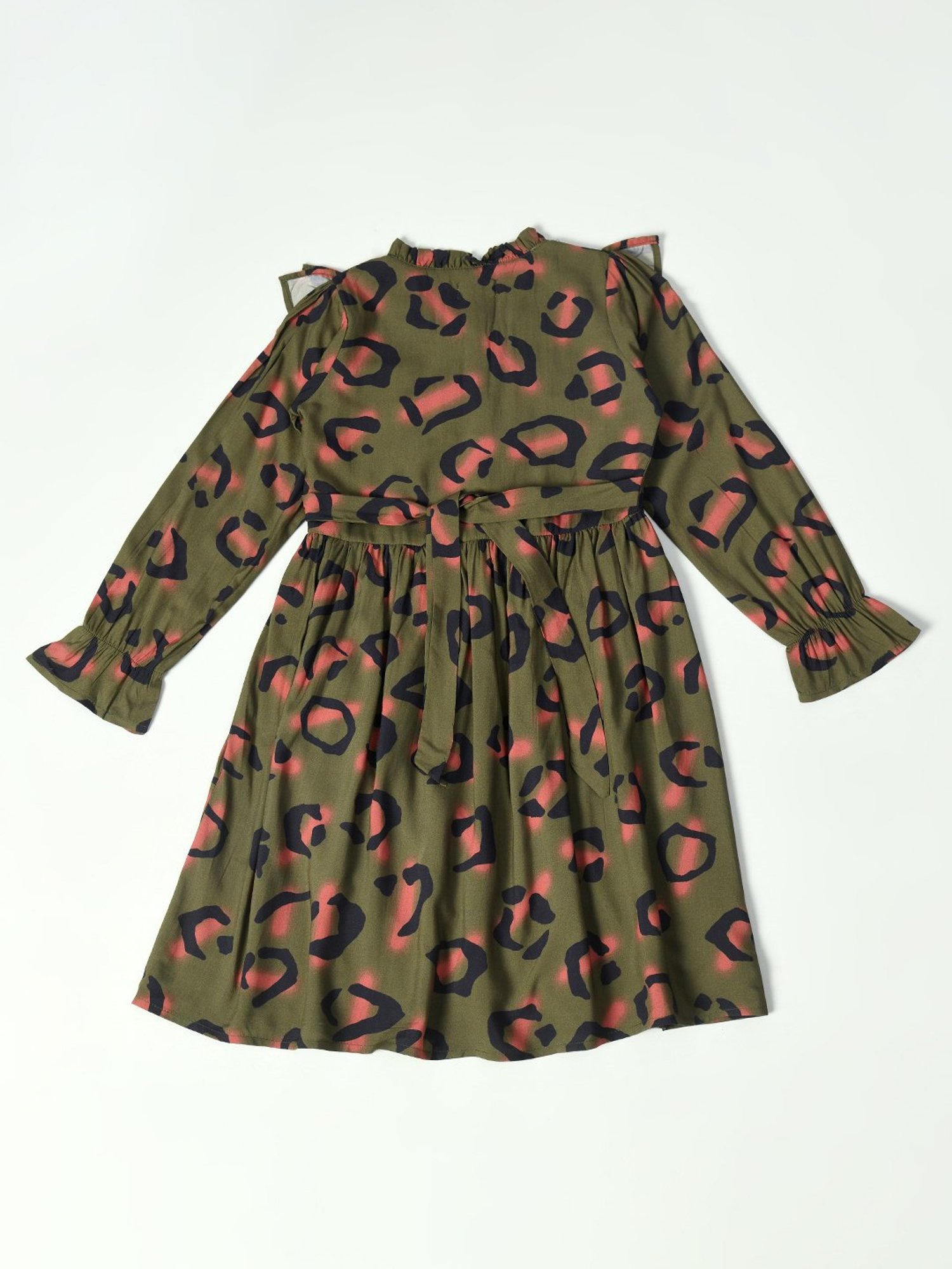 Bella Moda Kids Green Printed Full Sleeves Fit & Flare Dress
