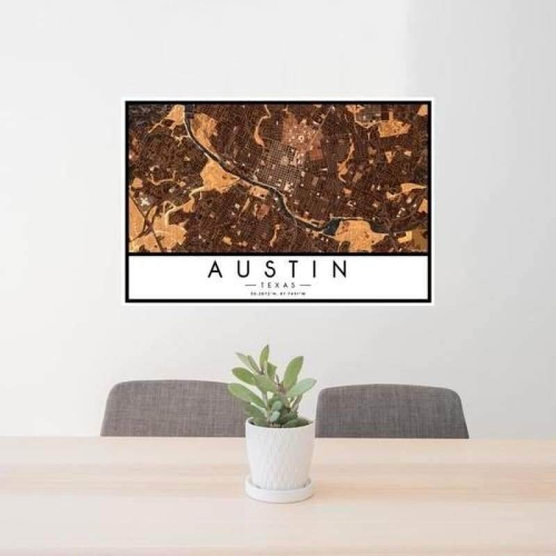 Austin - Texas Map Print in Ember
