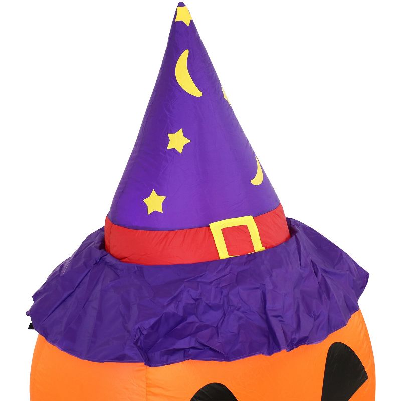 Sunnydaze 4 Foot Self Inflatable Blow Up Jack-O' Lantern with Witch Hat Outdoor Holiday Halloween Lawn Decoration with LED Lights