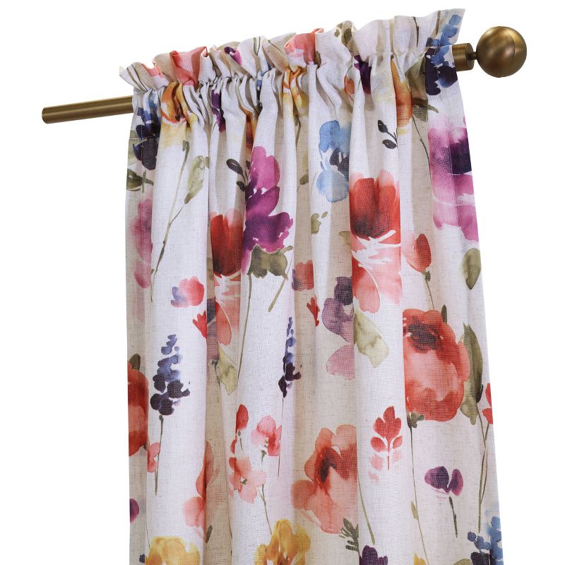 Set of 2 (36"x52") Siri Floral Faux Linen Light Filtering Window Valances Off White - Habitat