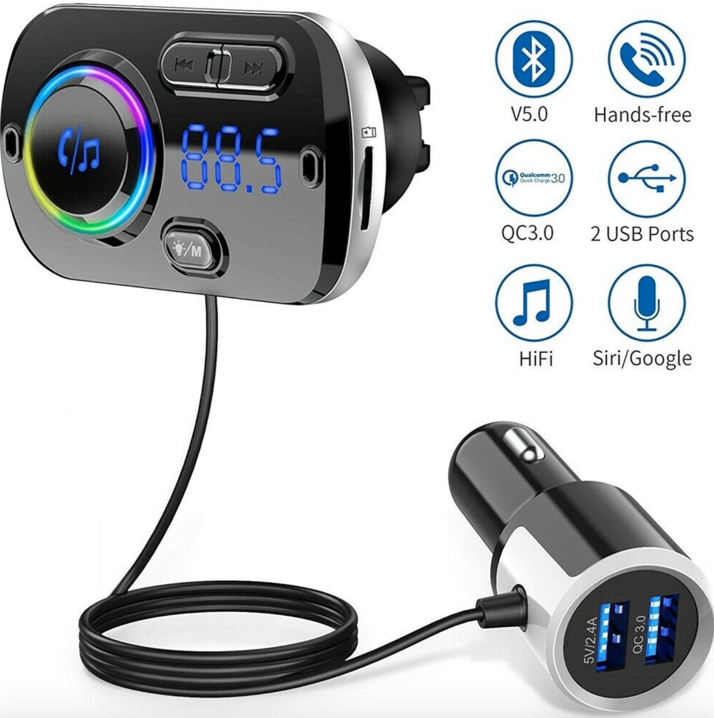 Handsfree Wireless Bluetooth FM Transmitter Car Kit Mp3 Player with USB Charger
