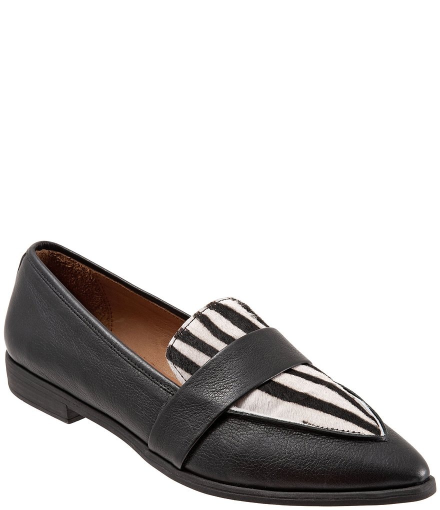 Bueno Barnes Leather Zebra Print Calf Hair Loafers