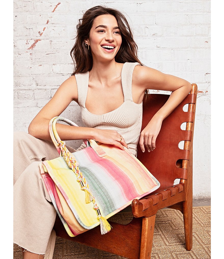Vince Camuto Orla Striped Textured Canvas Tote