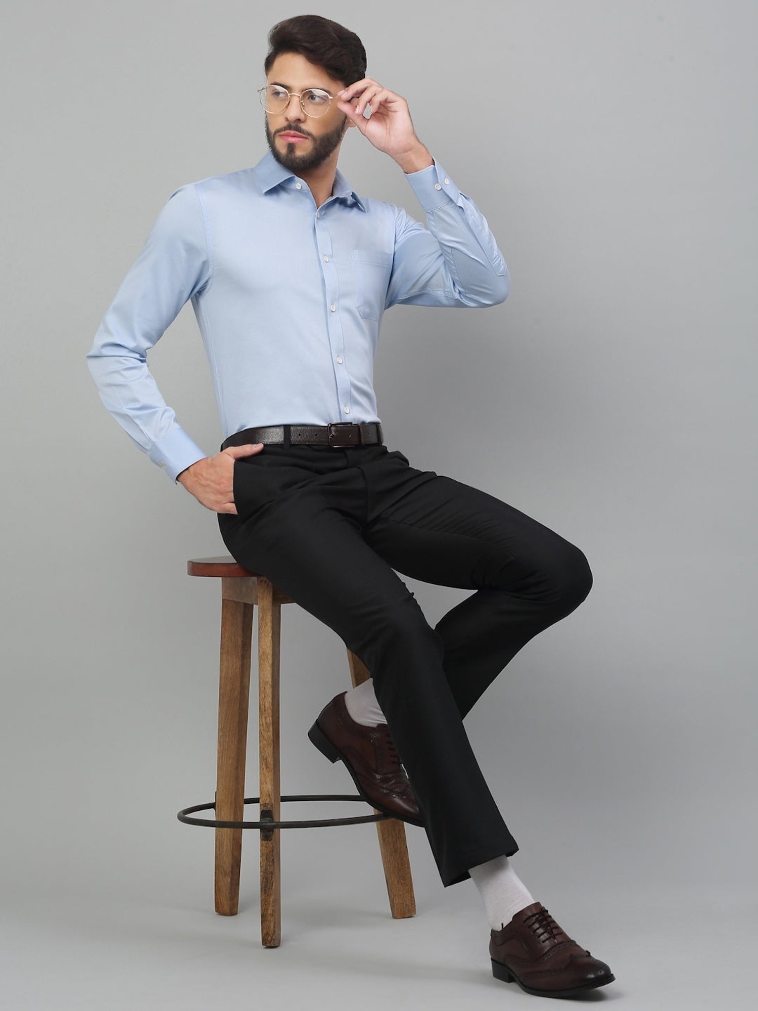 Louis Stitch Blue Regular Fit Shirt