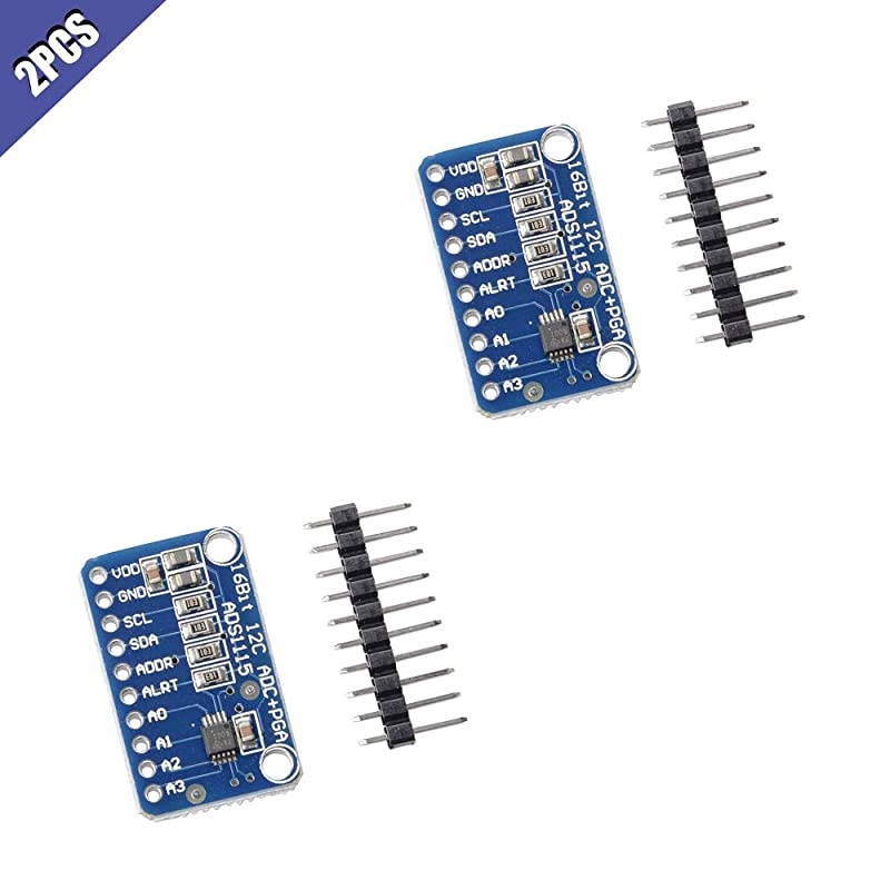 2Pcs ADS1115 AnalogtoDigital Converter 16 Bit 4 Channel ADC PGA Development Board Module with Programmable Gain Amplifier for Arduino Raspberry Pi