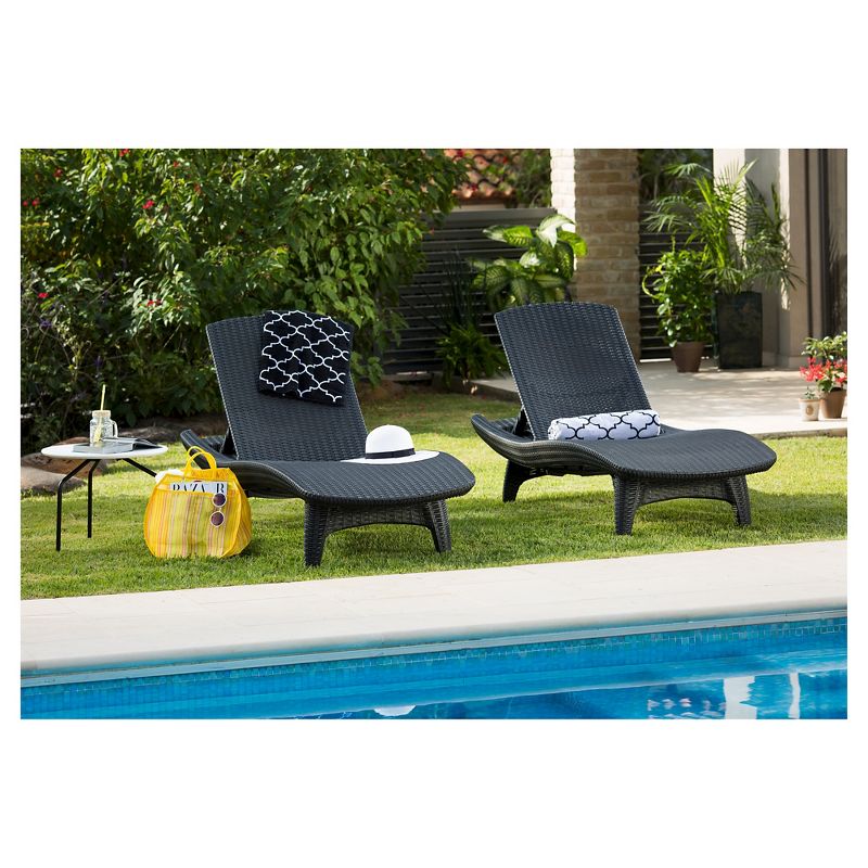 Pacific Seating Sun Lounger With Table Set 3pc Gray - Keter