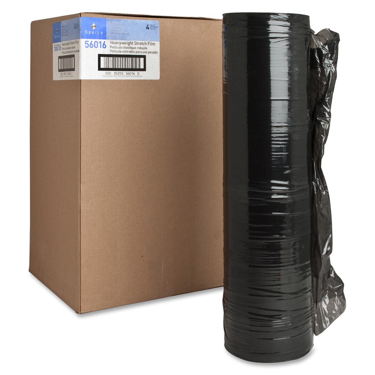 Sparco Stretch Film Heavyweight 80 Gauge 8"x1500' RL 4/CT Black 56016
