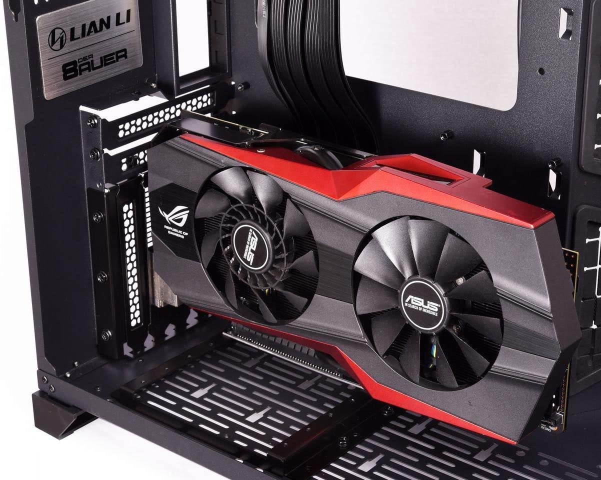 Lian Li O11D-1X, NOT Compatible with RTX 3080/3090 and PCIE 4.0 Premium PCI-E x16 3.0 Extender Riser Cable 200mm and Cover Bracket, Black