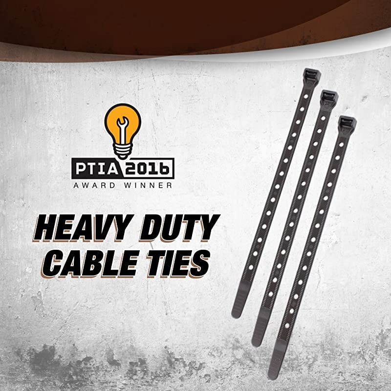 CT1450100 14Inch Heavy Duty Cable Ties Strong 50 lb Test Universal Easy Zip Black Pack of 100