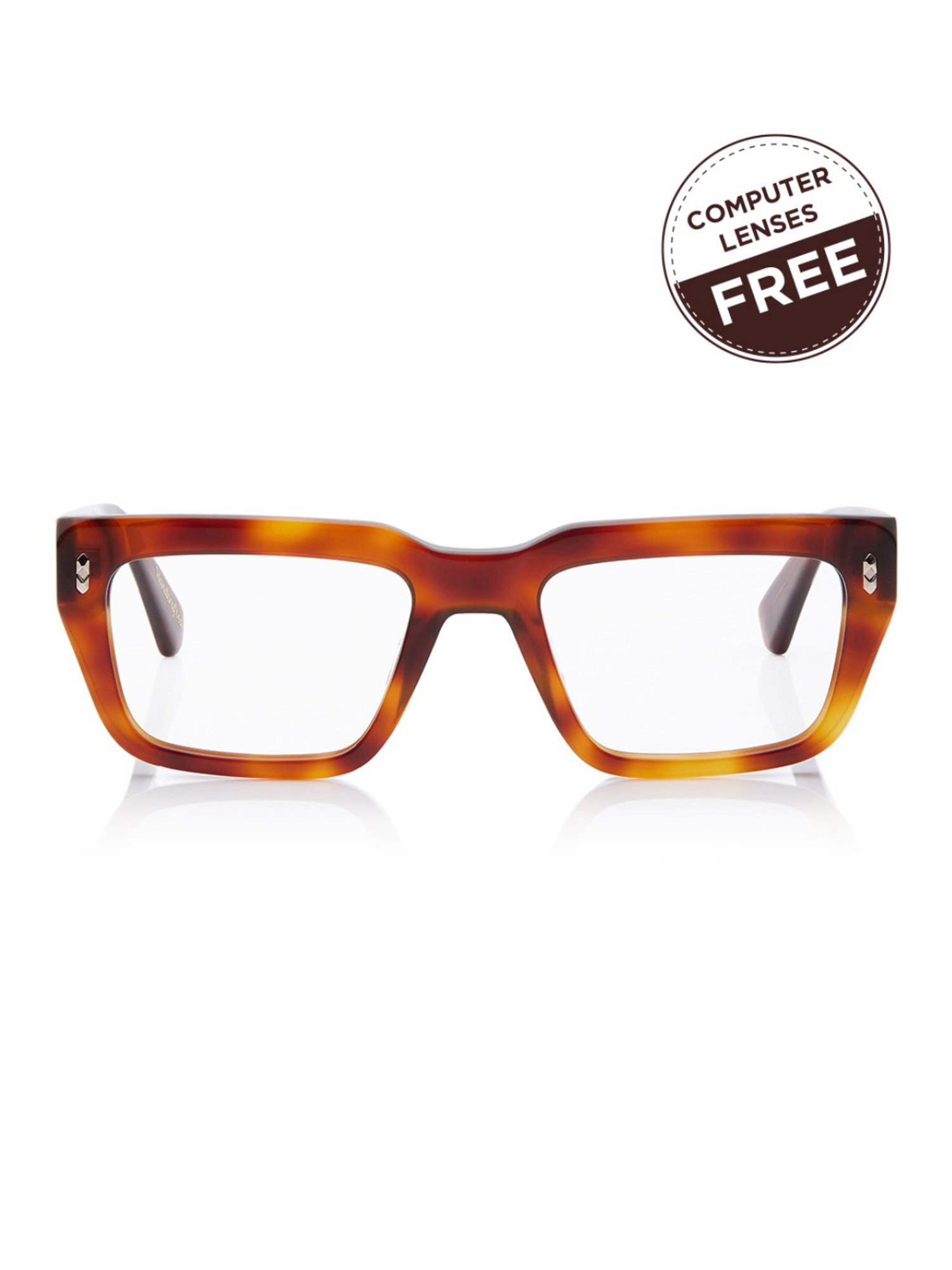 Shisen Fox Habiki Havana Rectangular Unisex Blue Filter Computer Lenses -53 mm