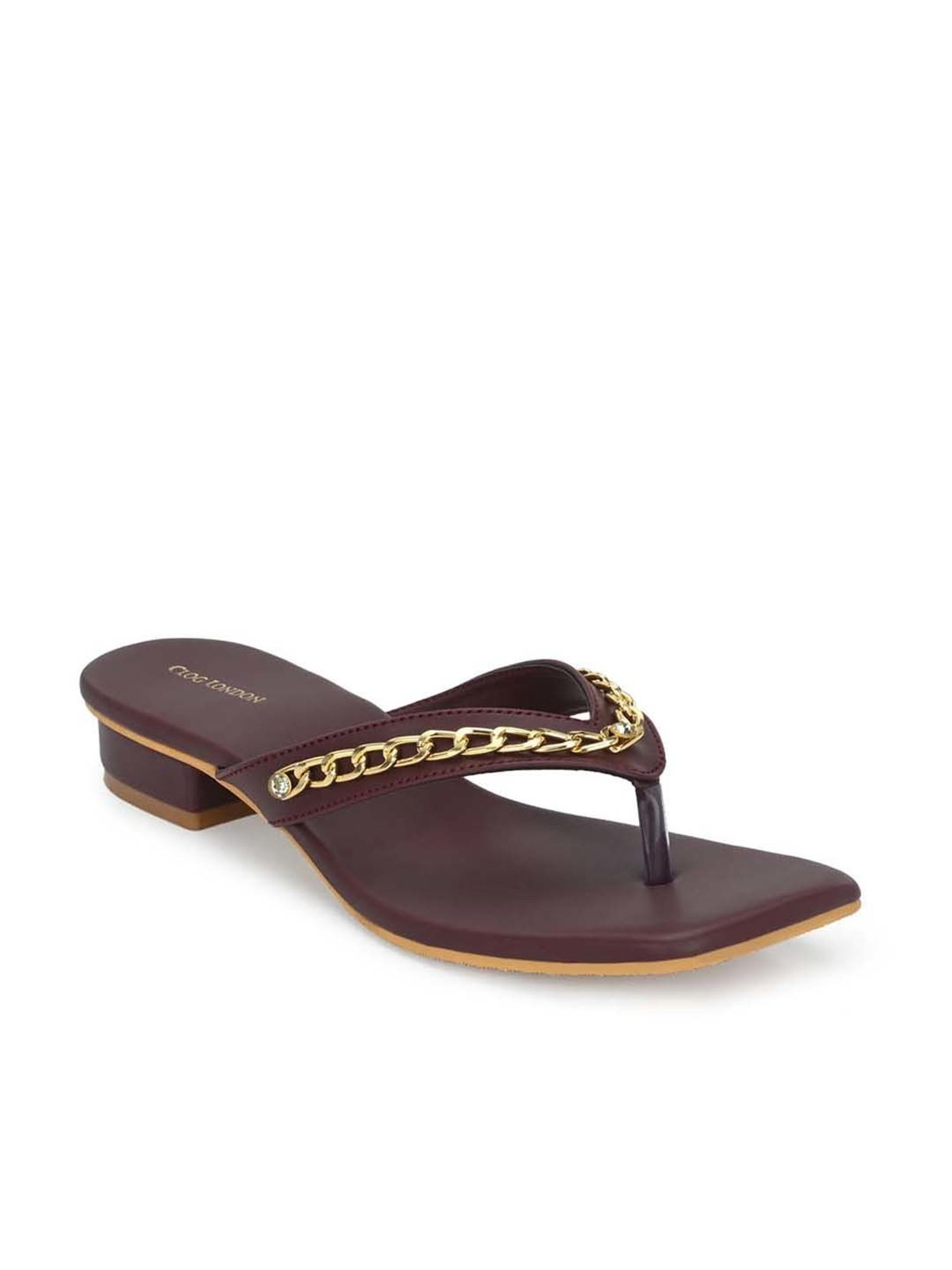 Clog London Women's Burgundy Thong Sandals