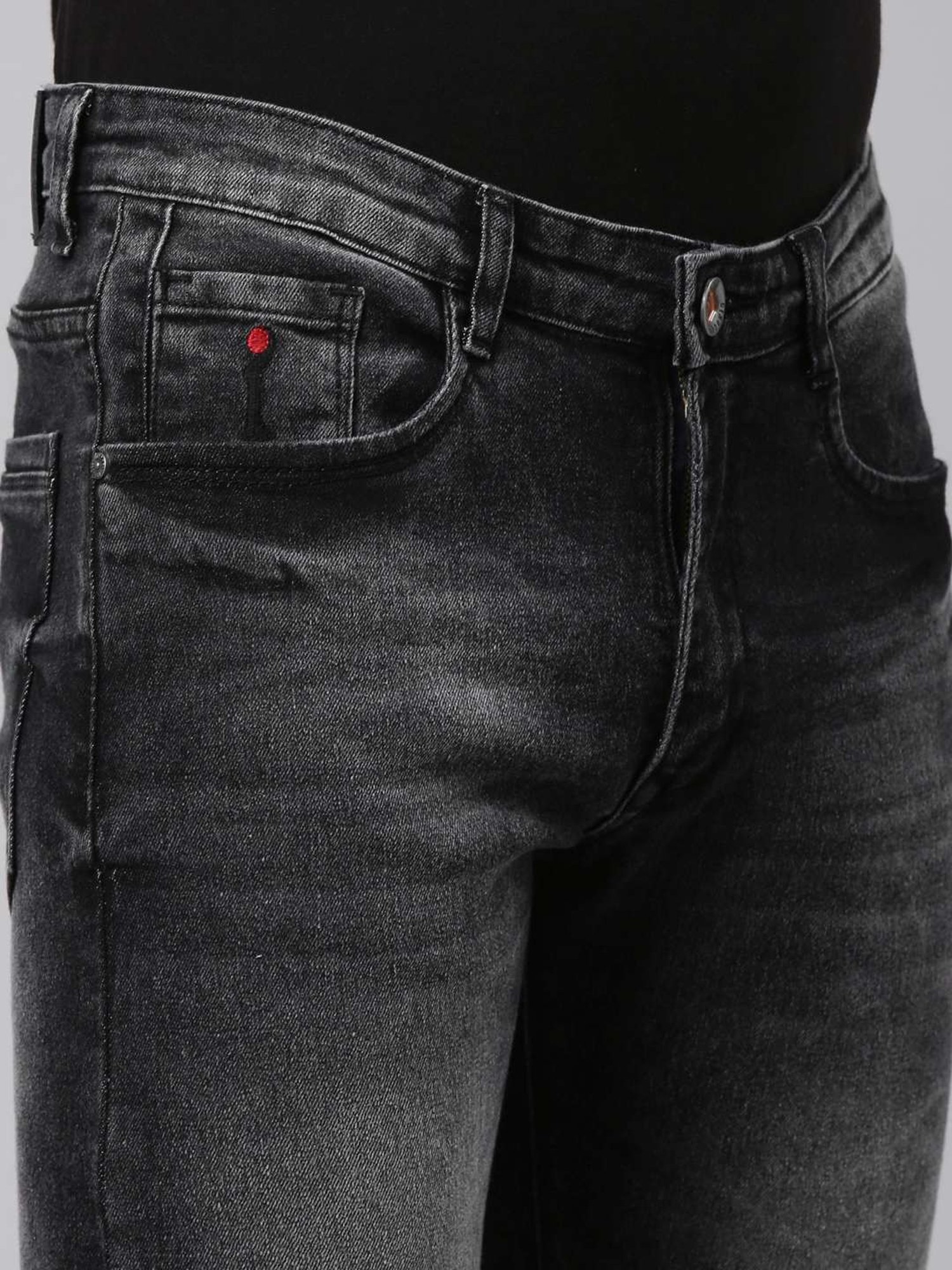 CINOCCI Black Cotton Slim Fit Jeans