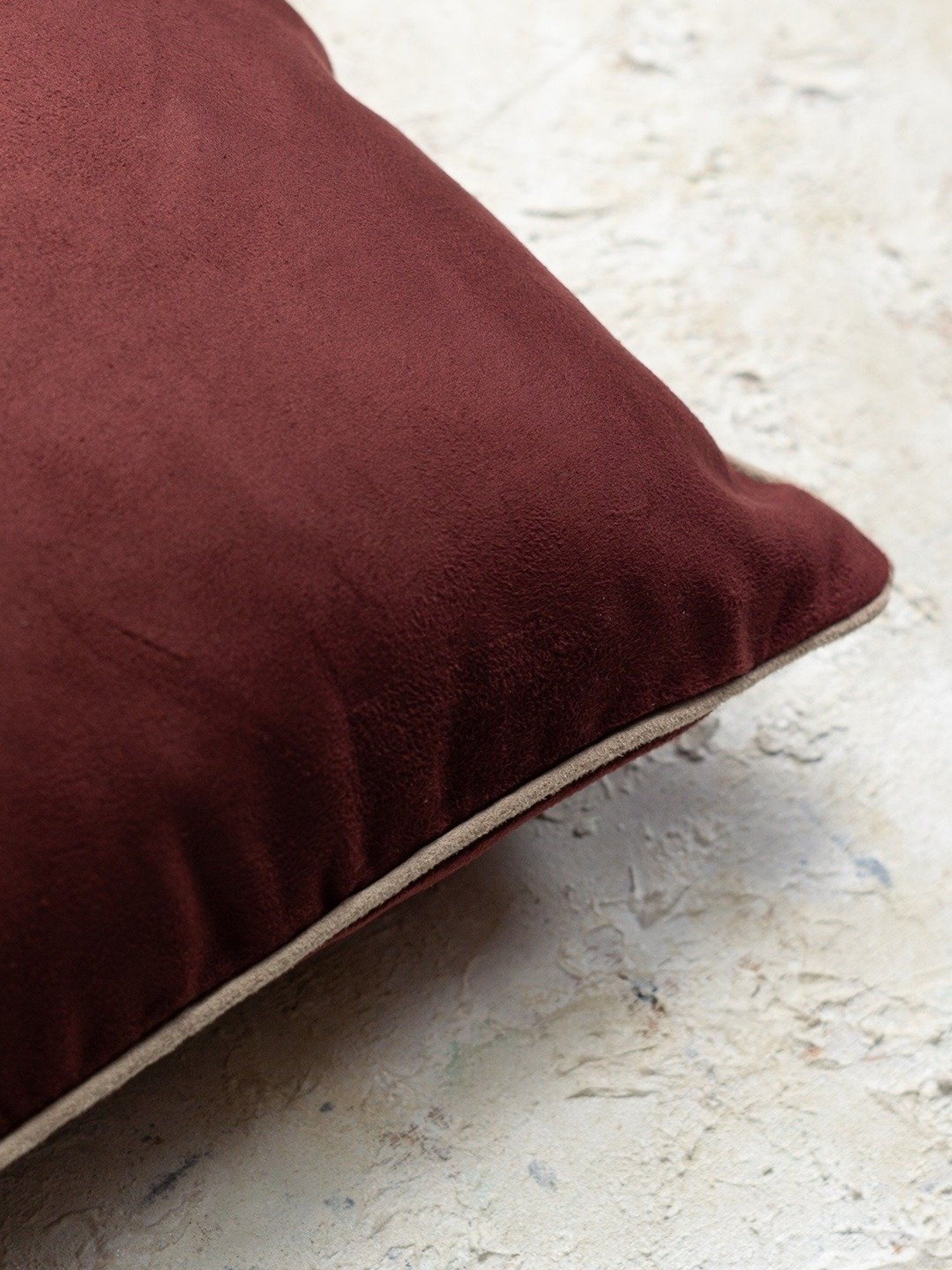 Nestroots Solid Maroon Faux Suede Cushion Covers - Set of 5