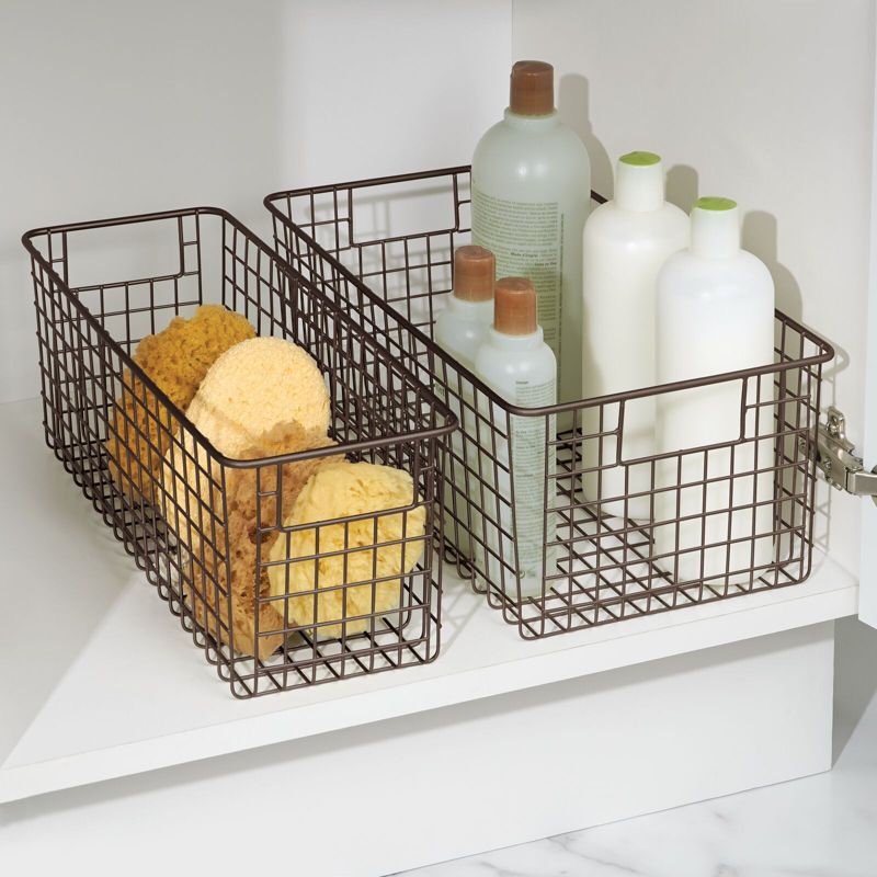 mDesign Metal Bathroom Storage Organizer Basket, 8 Pack - Bronze