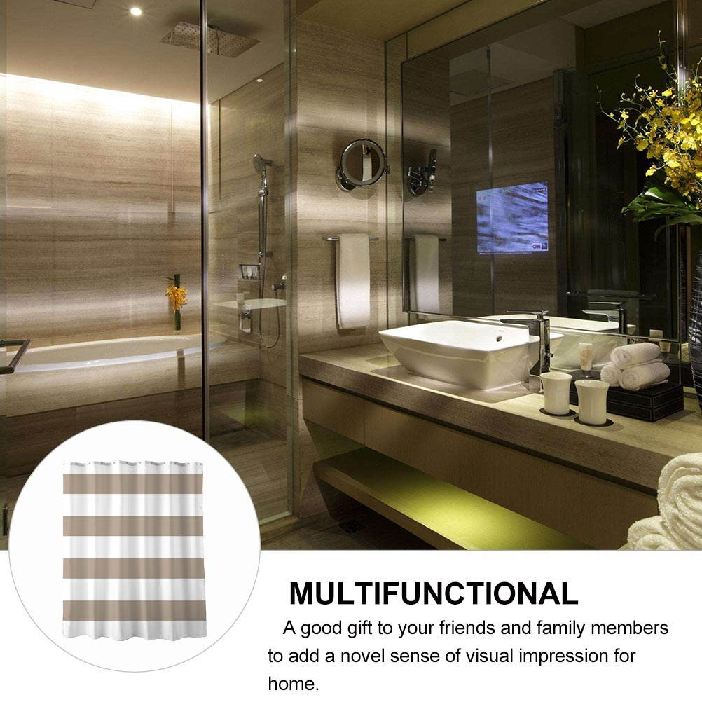 Simple Striped Shower Curtain Fashionable Bath Curtain Waterproof Printed Decor