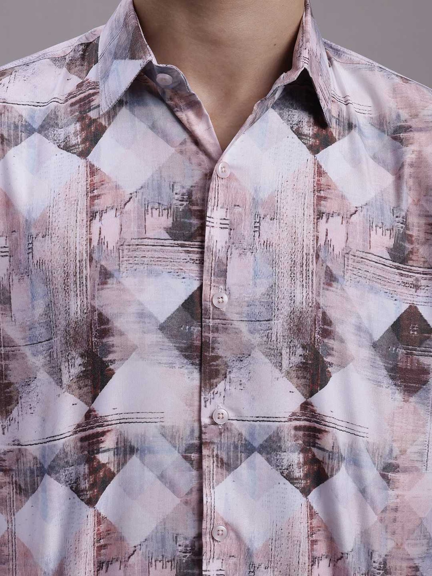 Jainish Coffee Cotton Regular Fit Printed Shirt