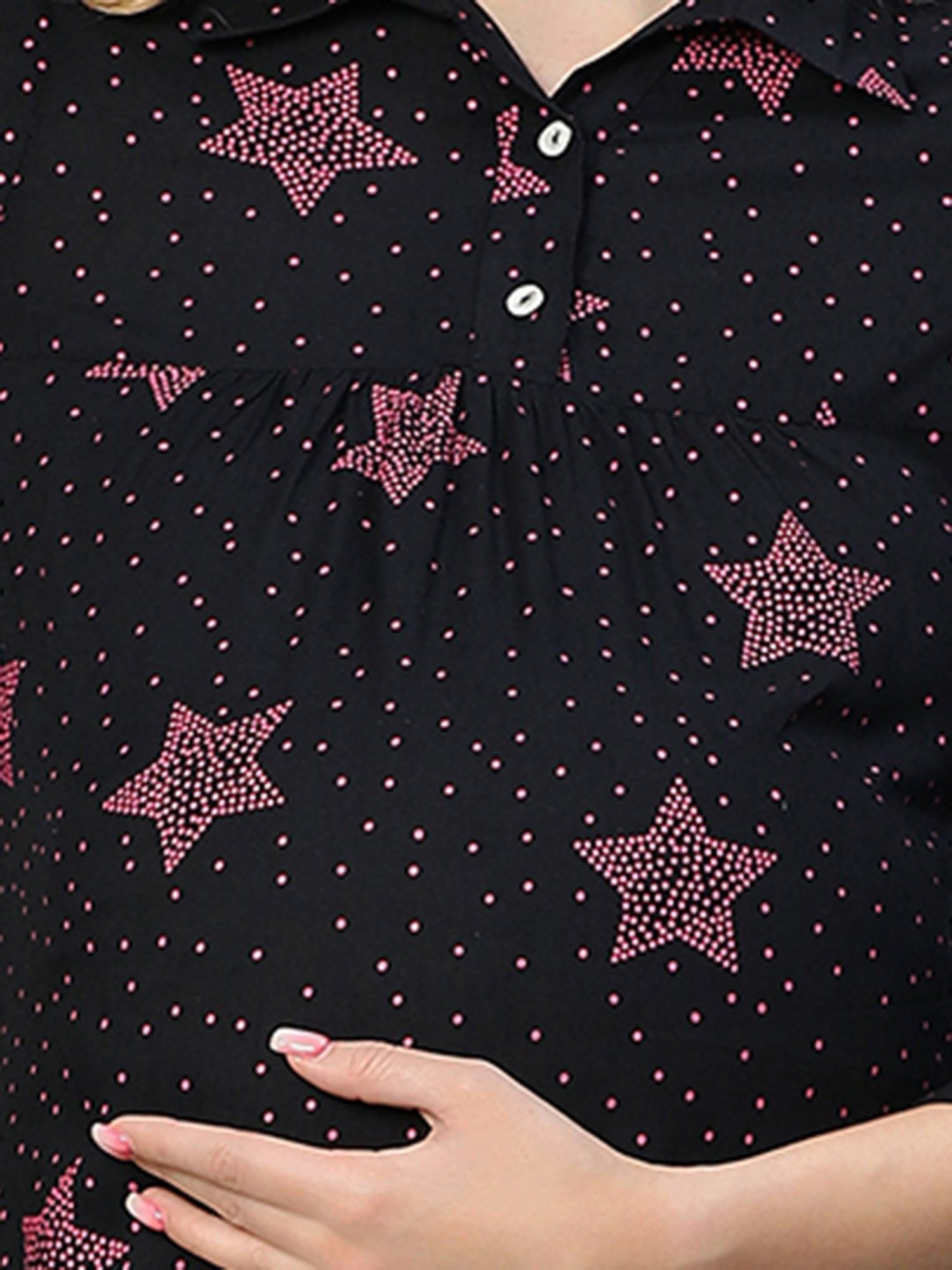 Oxolloxo Black Printed Maternity Dress