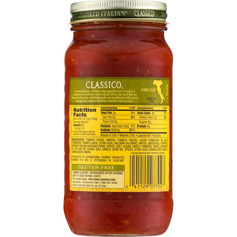 Classico Italian Sausage with Peppers & Onions Pasta Sauce - 24oz