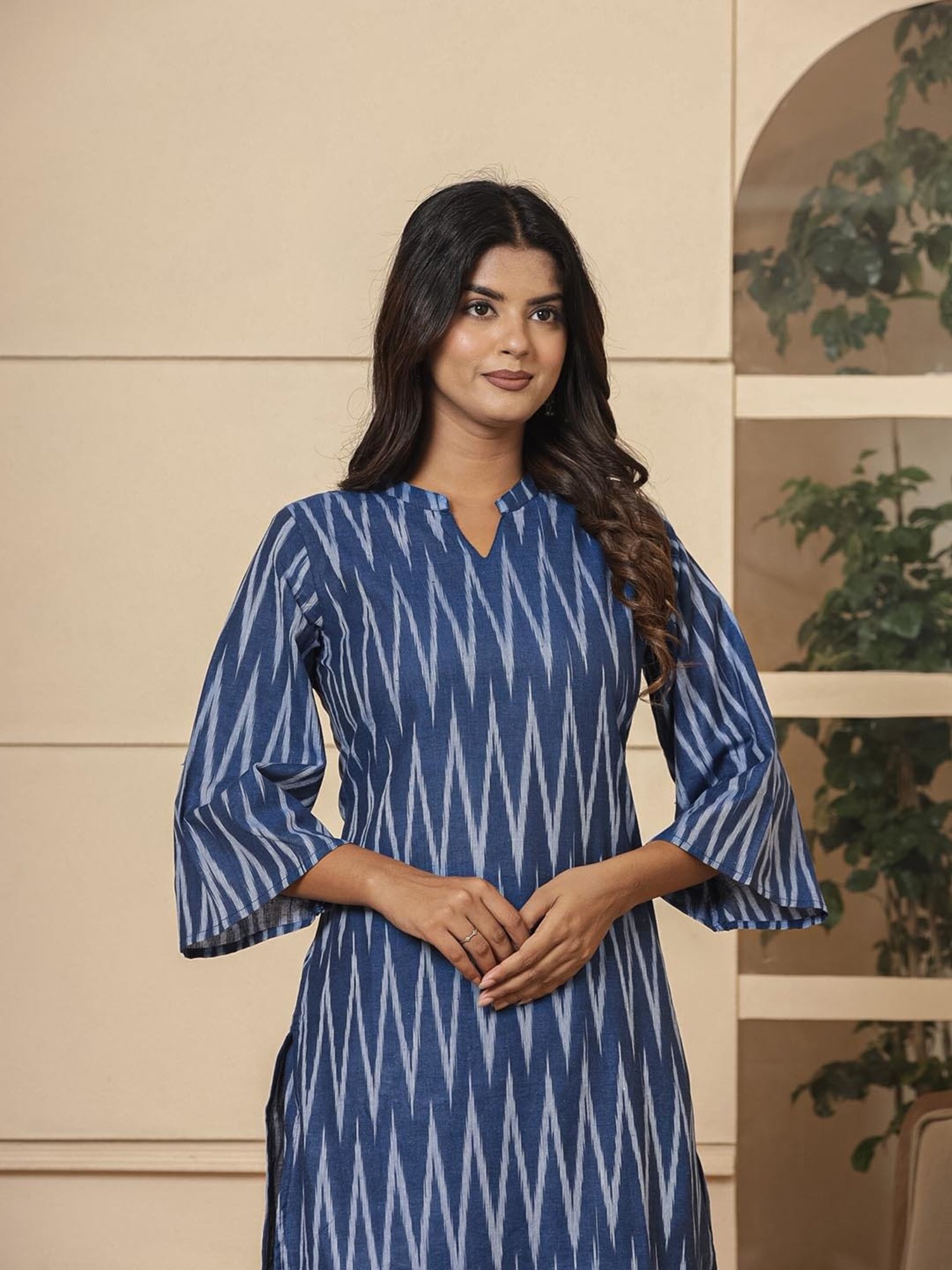 Yufta Blue Cotton Printed Kurti & Salwar set