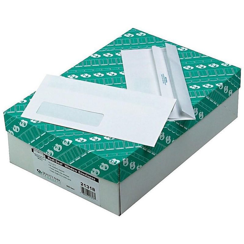 Quality Park Redi Seal Envelope #10 4 1/8 x 9 1/2 Window White 500/Box 21318