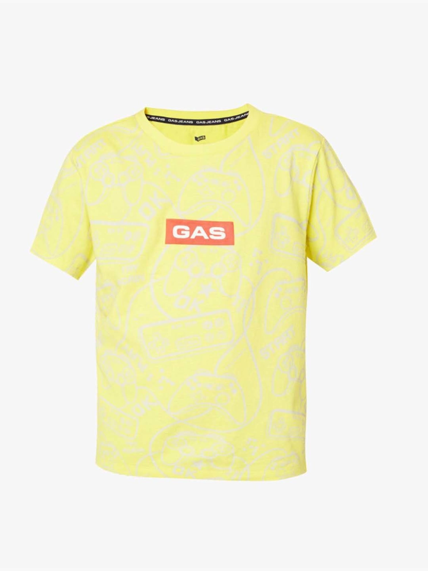 Gas Kids Vibrant Yellow Cotton Printed T-Shirt
