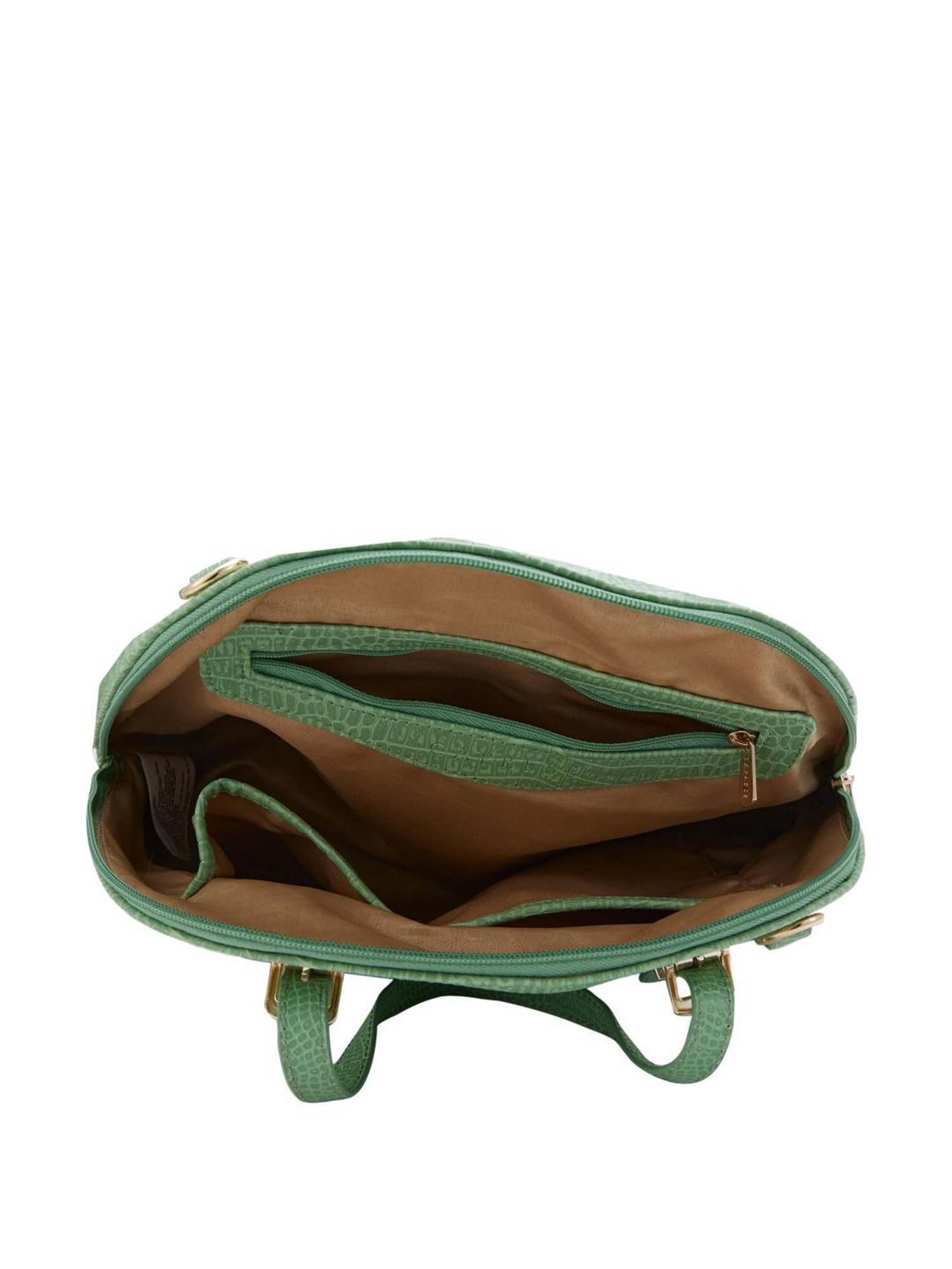 Caprese Gianna Green Faux Leather Solid Handbag