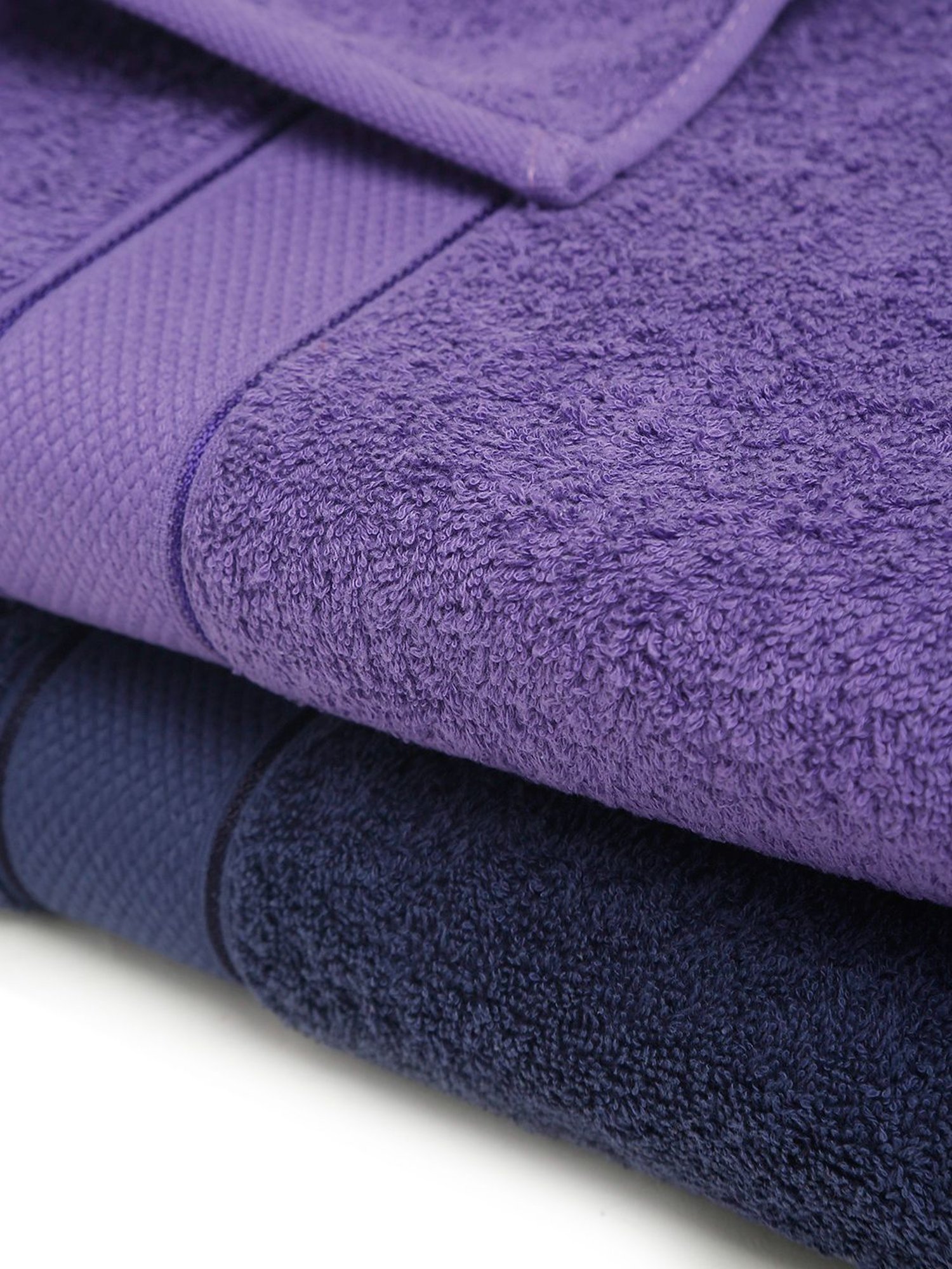 Creeva Navy & Violet 525 GSM Cotton Bath Towel Set of 2