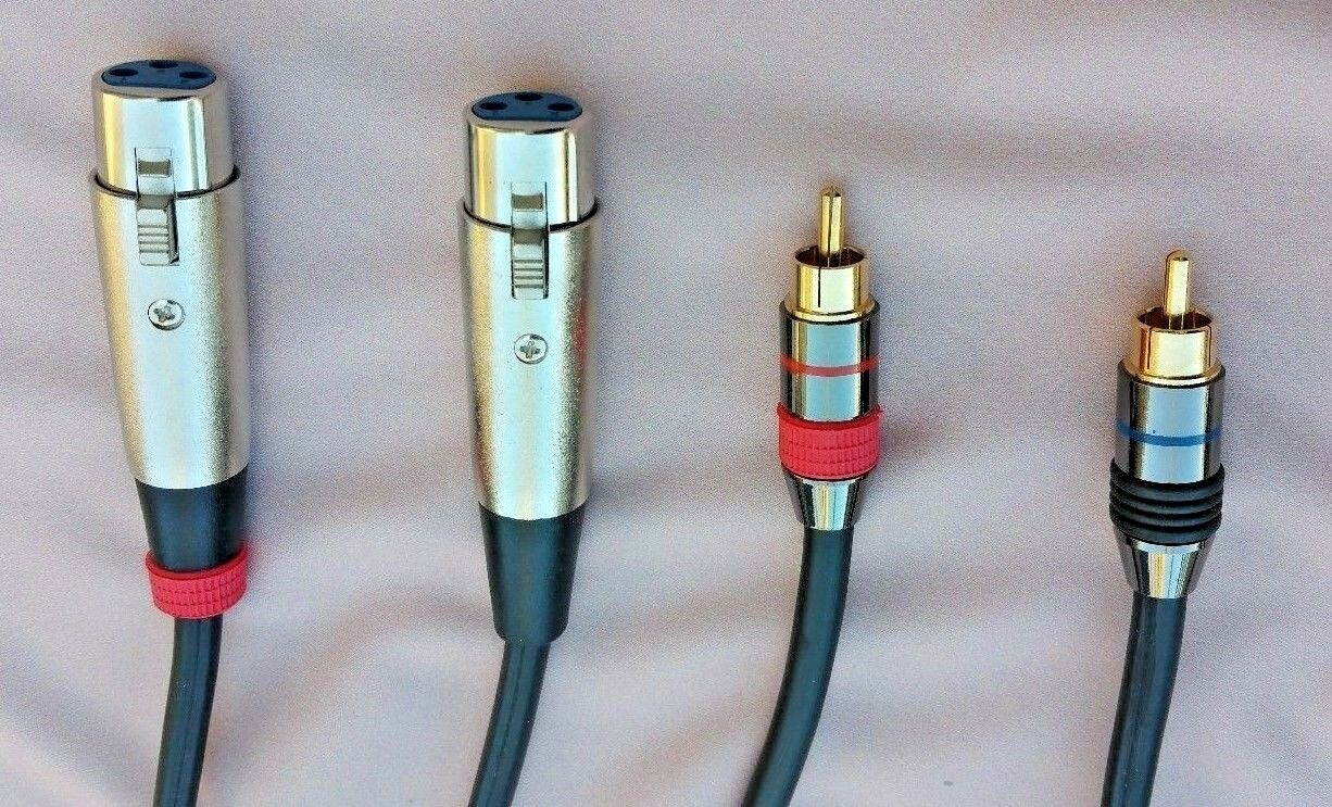 12'FT Shielded Dual XLR Female 3Pin to Dual RCA Male Patch Cable Pro Audio sound
