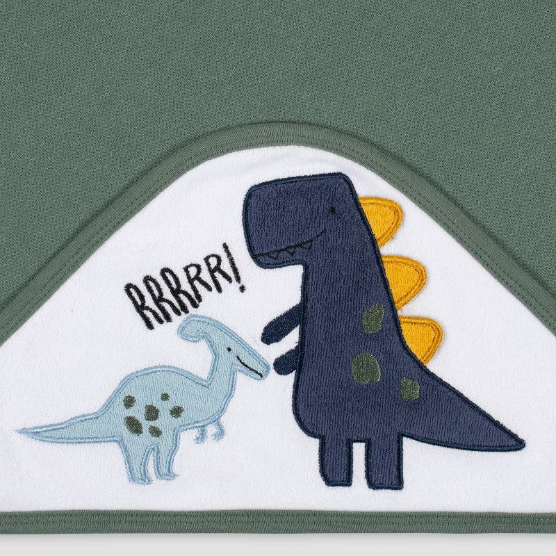 Gerber Baby Boys' 2pk Dino Terry Hooded Bath Towel - White/Gray