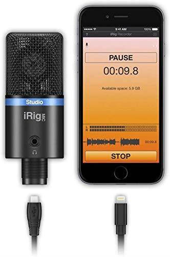 IK Multimedia iRig Mic Studio Digital Studio Microphone for iPhone, iPad, Android and Mac/PC (Black)