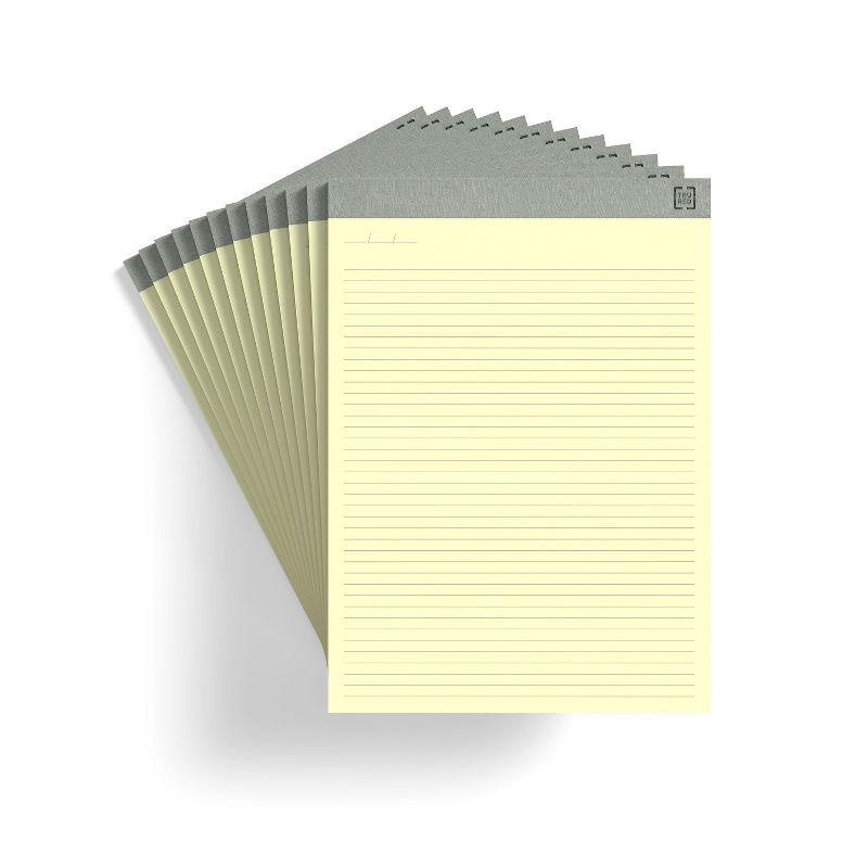 TRU RED Notepads, 8.5" x 11.75", Narrow Ruled, Canary, 50 Sheets/Pad TR57383