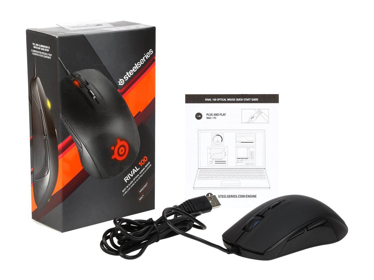 SteelSeries Rival 100 Optical Gaming Mouse - Black With Razer Mouse Pad Xmas Gift