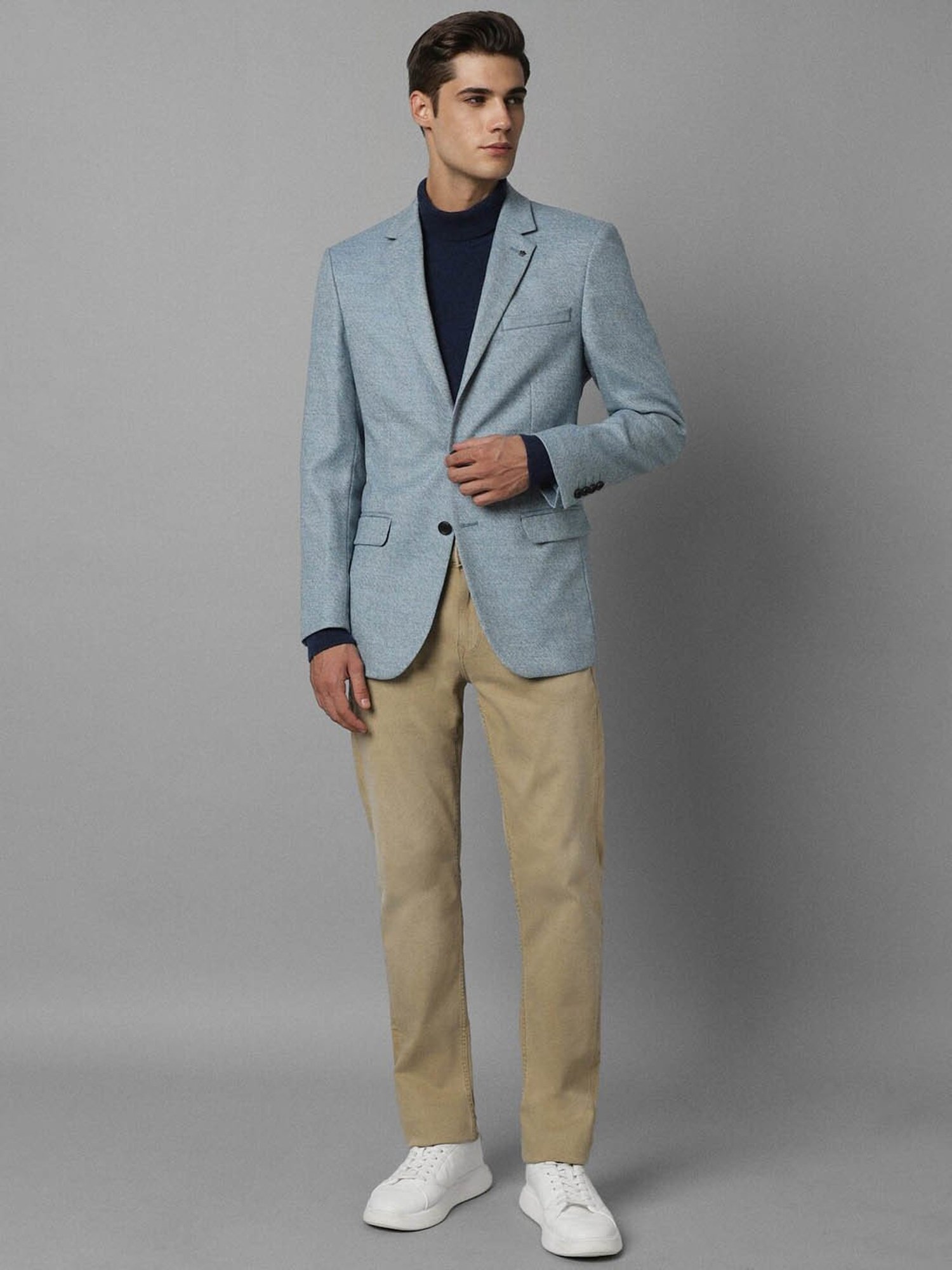 Louis Philippe Light Blue Regular Fit Blazer