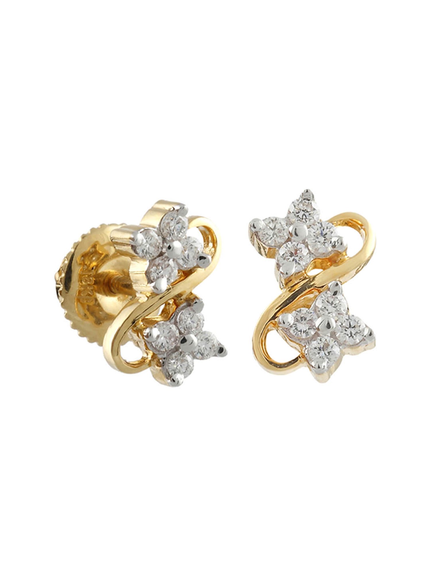 Waman Hari Pethe Jewellers 18k Gold & Diamond Earrings