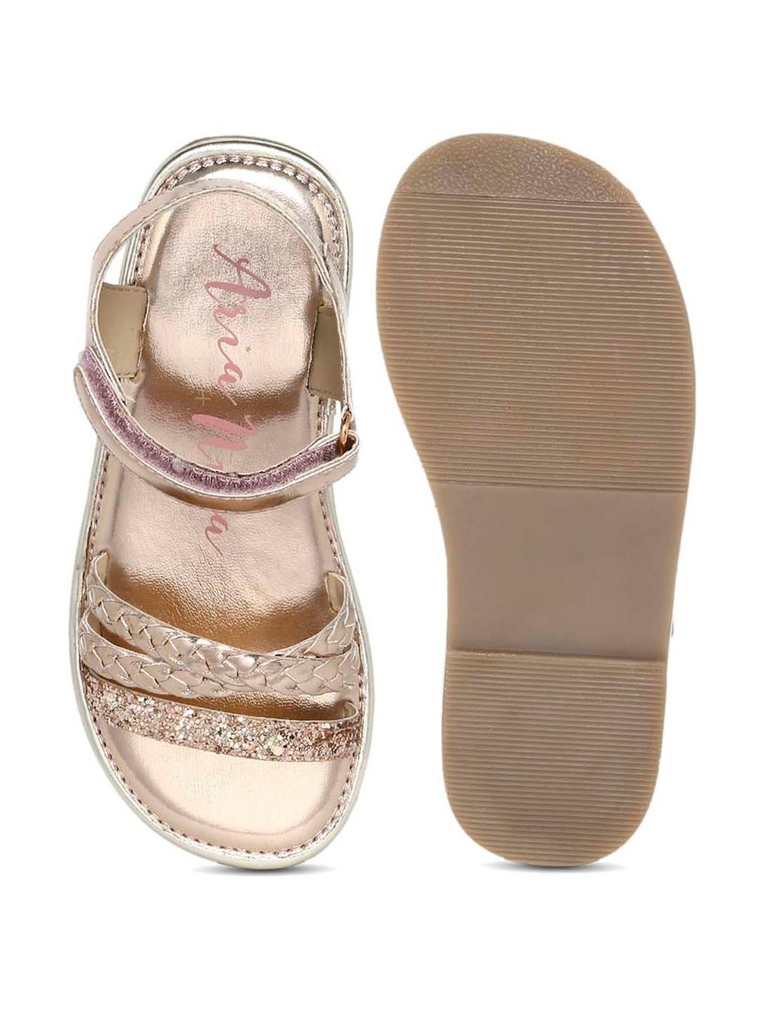 Aria Nica Kid's Golddust Rose Gold Ankle Strap Sandals