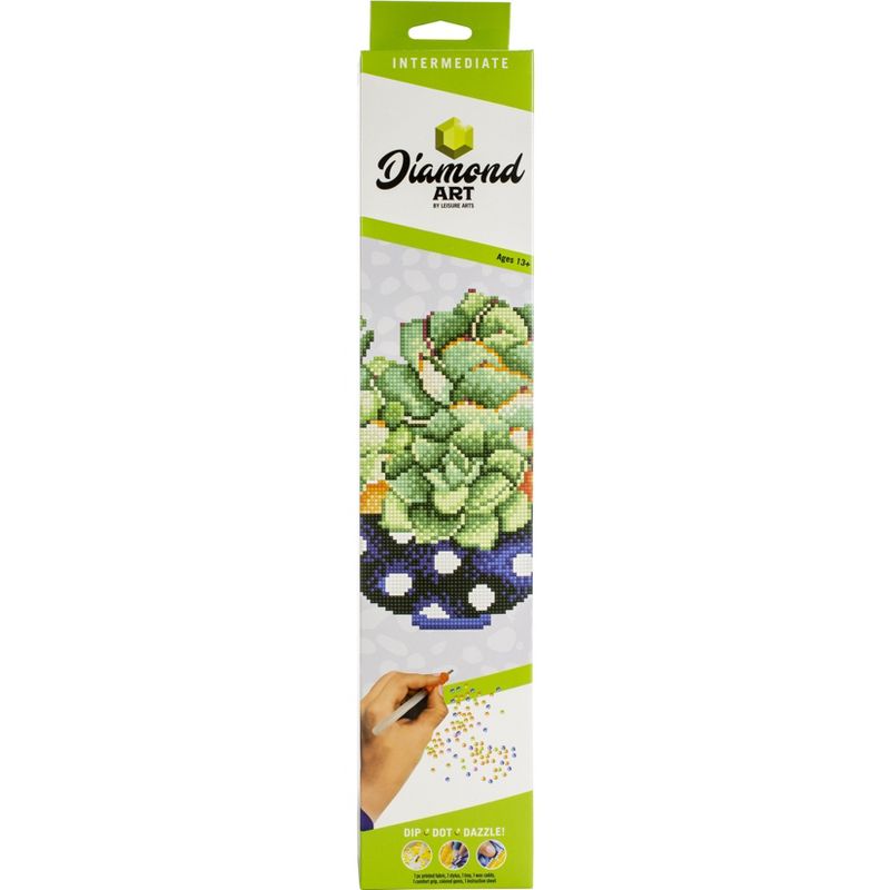 Leisure Arts Diamond Art Intermediate Kit 12"X12"-Succulent Planter