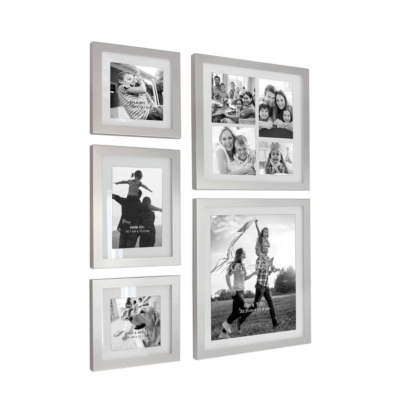 5pc Decorative Stamped Photo Frame Set Silver - Stonebriar Collection