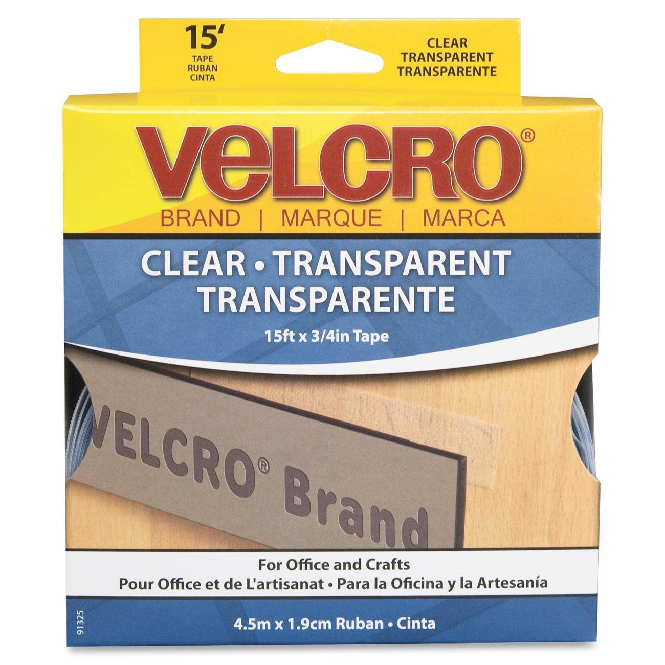 Velcro 91325 Sticky-Back Hook and Loop Fastener Roll, 15 Inches, Clear