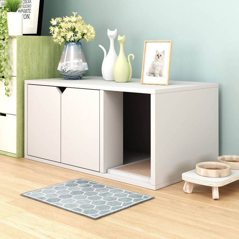 K&H Pet Products 3973 Extra Wide Outdoor Water Resistant Heated Kitty House with 2 Door Flaps Safe Escape For Feral and Outdoor Cats, Olive