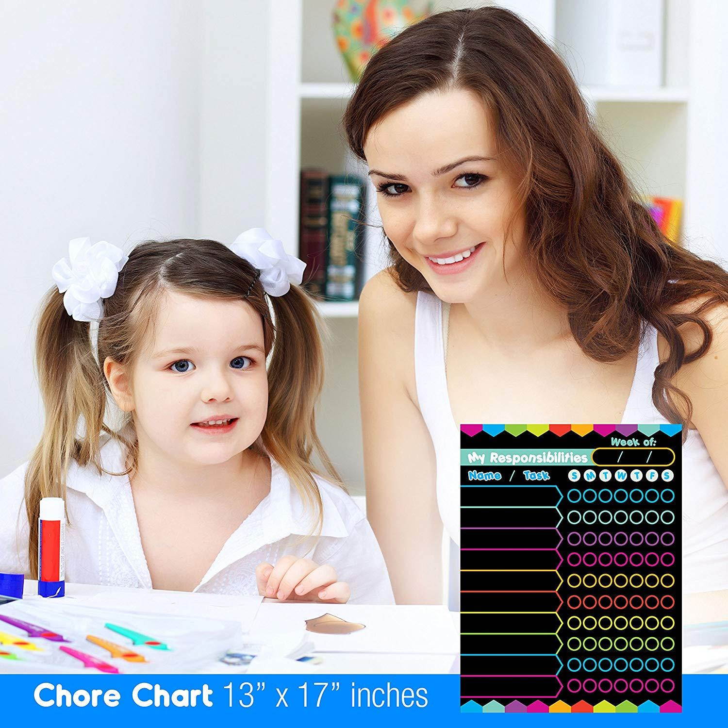 Best EXTRA LARGE 13 x 17-inch Dry Erase or Wet Erase Laminated Kids Magnetic Chore Responsibility Chart Planner & Organizer - Perfect for Refrigerators Keep Track of Kids Chores, Tasks, To Do&rsquo;s