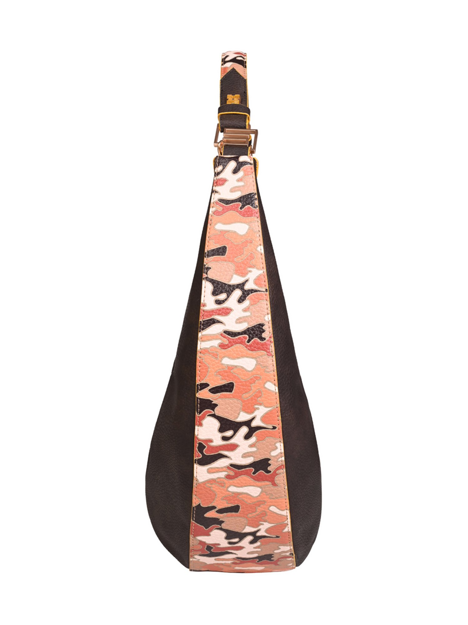 Eume Cinnamon Choco Brown Camo Vegan Leather Hobo Shoulder Bag