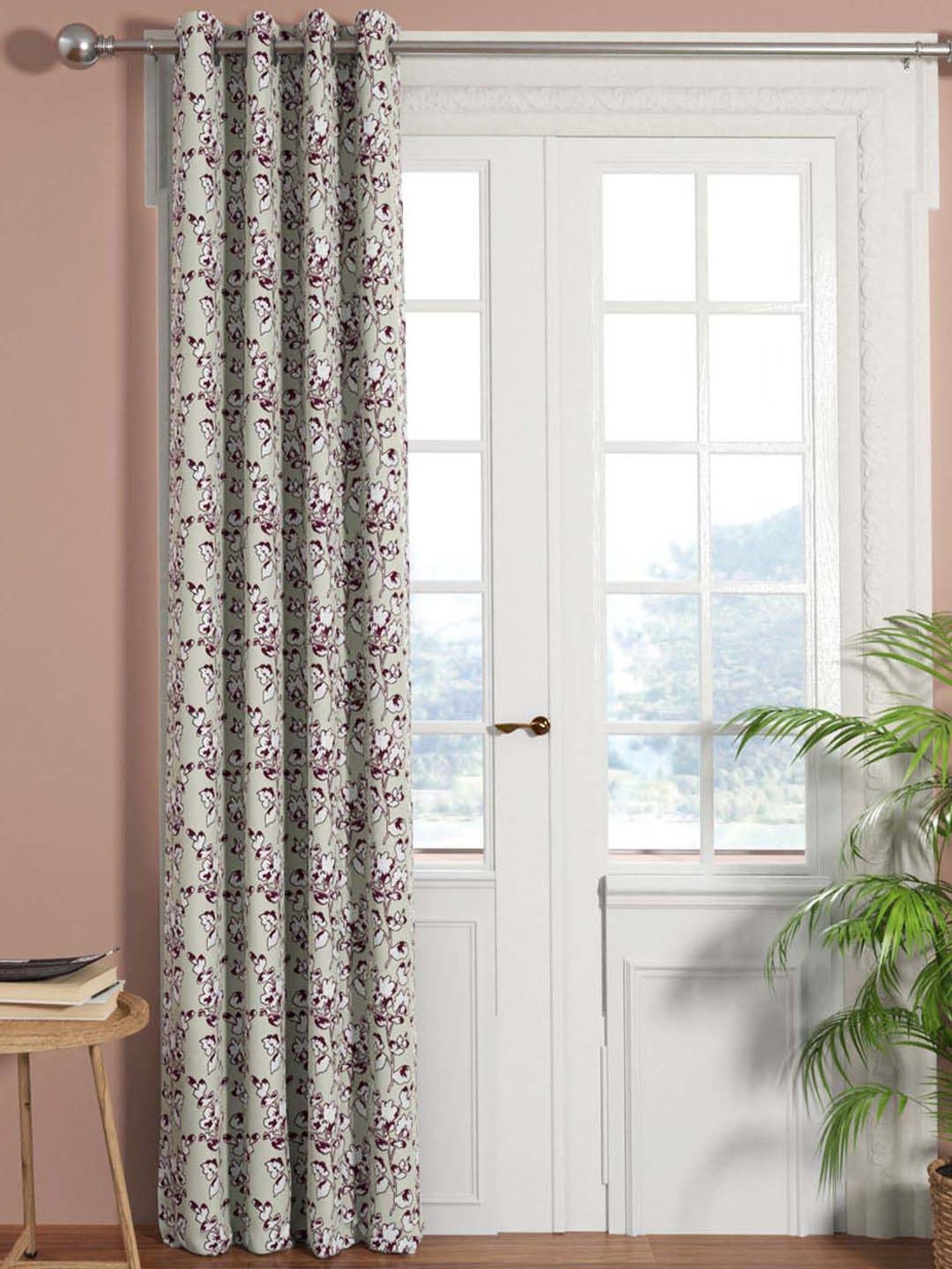 Bianca EL`PESSO Silver & Purple Faux Silk 7 Ft. Door Curtain