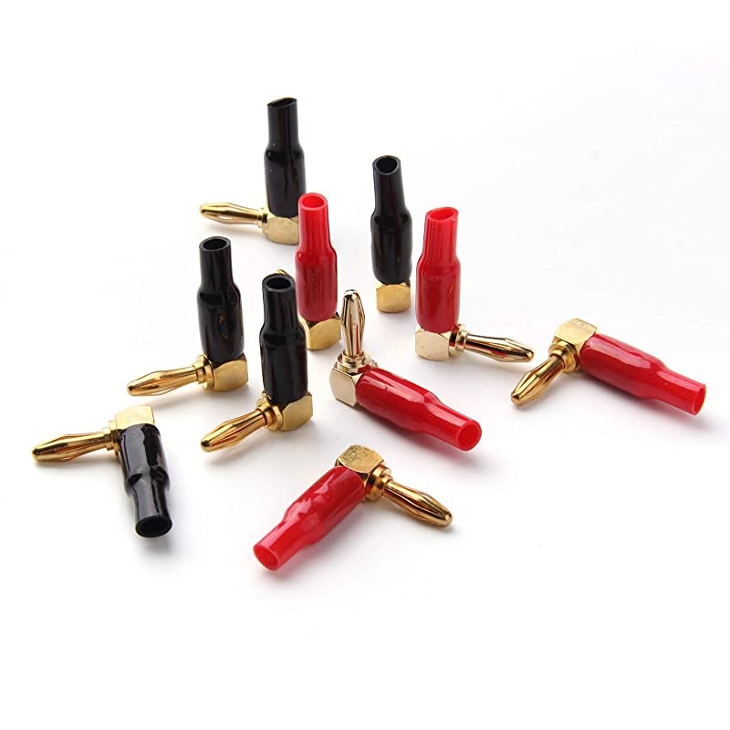 10pcs Right Angle Speaker Plugs 4mm016quot 90 Degree Speaker Connector Right Angle Banana Plugs for Speaker Wire Red and Black by