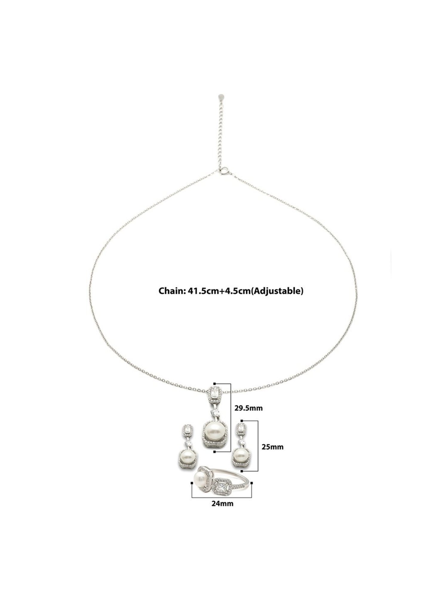 Silberry 92.5 Sterling Silver Precious Pearl Set