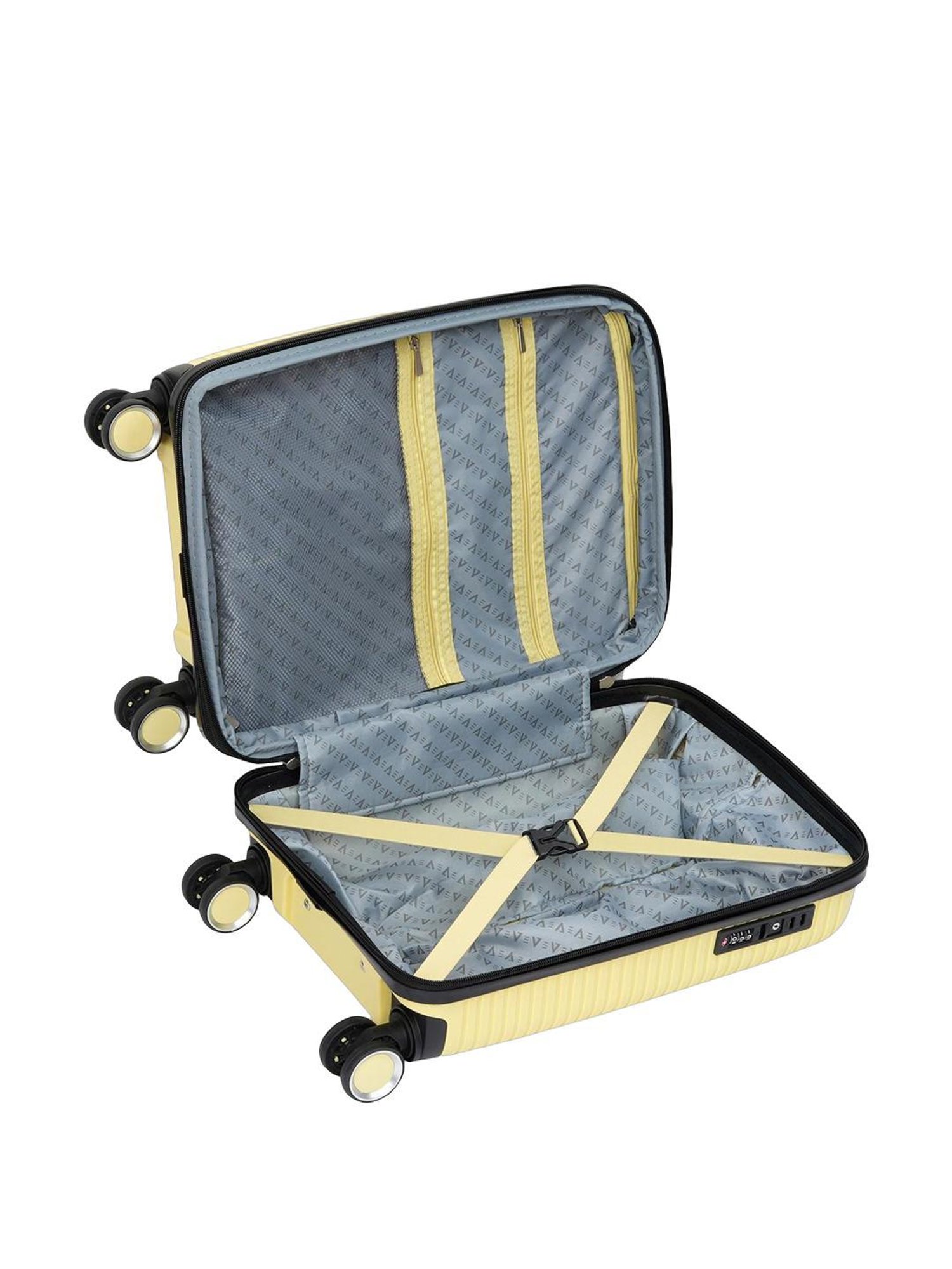 The Vertical Stellar Yellow Wheels 8 Small Hard Cabin Trolley Bag