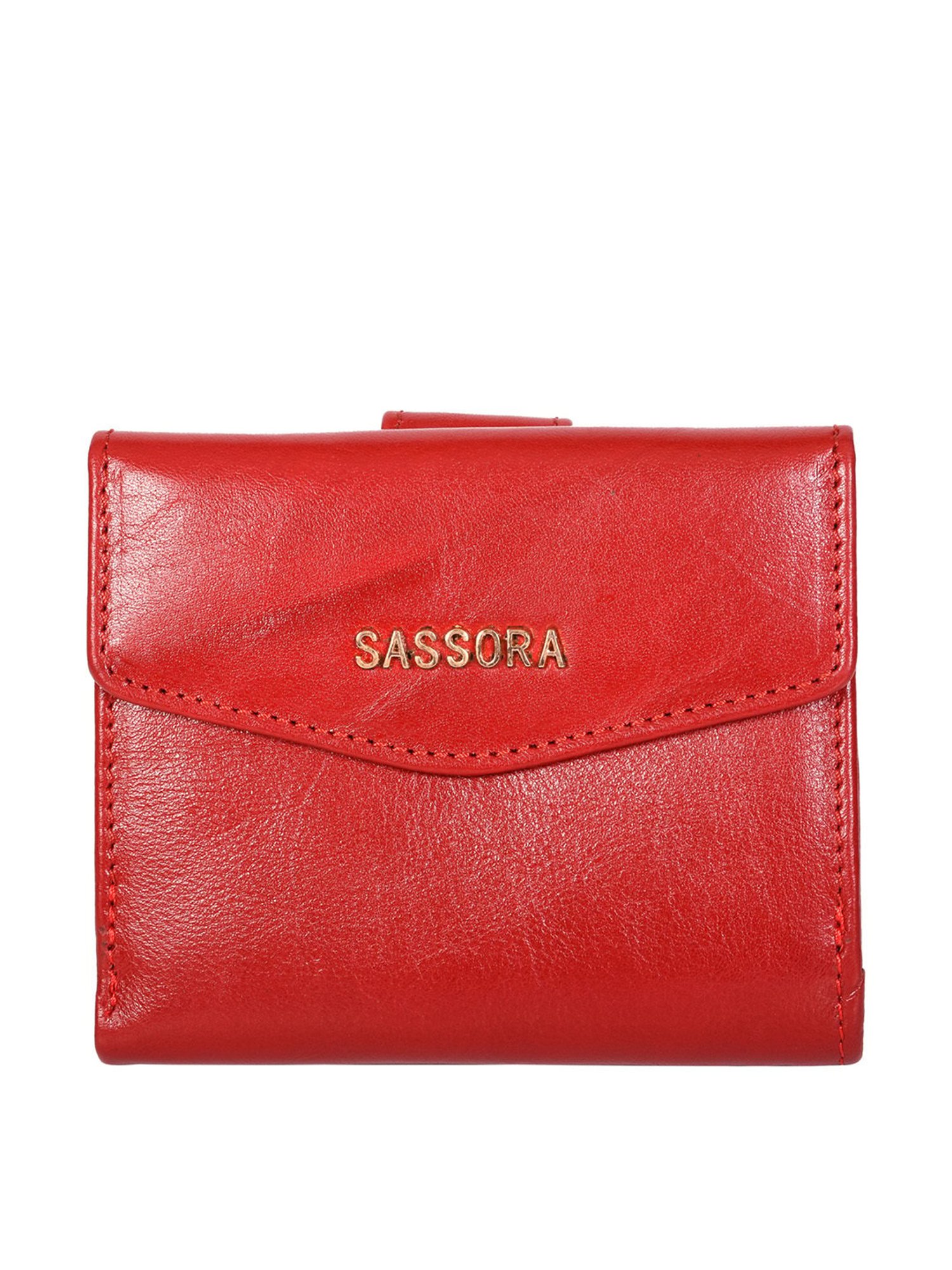 SASSORA Red Solid Rfid Bi-Fold Wallet for Women