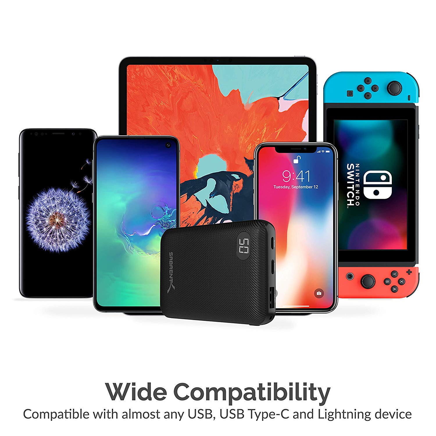 Sabrent 10000 mAh Mini Power Bank Portable Charger - One Cable Solution (PB-YS10)