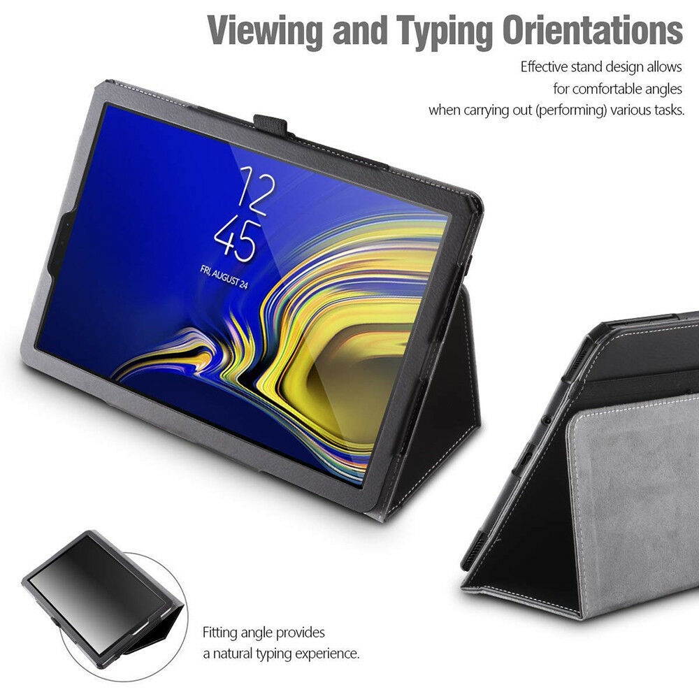 Leather Case For Galaxy Tab S4 10.5 Tablet Cover [w/Auto Sleep/Wake] Black