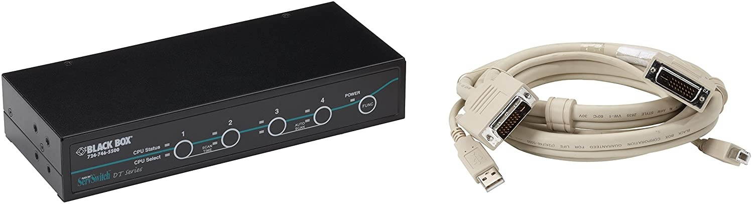 Black Box 4-Port Desktop KVM Switch DVI-D with Emulated USB KM W/Cables