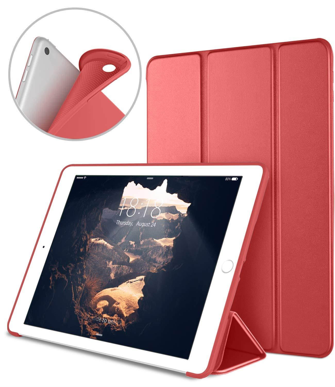 DTTO iPad 9.7 Case 2018 iPad 6th Generation Case/2017 iPad 5th Generation Case, Slim Fit Lightweight Smart Cover with Soft TPU Back Case for iPad 9.7 2018/2017 [Auto Sleep/Wake] - Bright Red